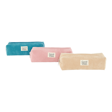 Trousse carrée velours côtelé 1 compartiment