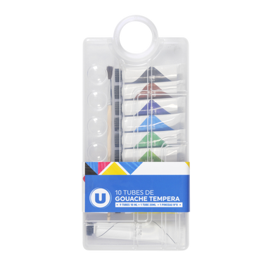 Tube de gouache 10ml x9 + 1x20ml + pinceau n°8