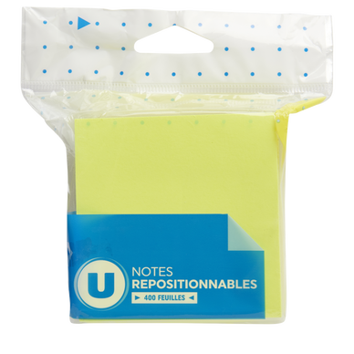 Note repositionnable 76x76mm jaune néon x400