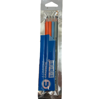 Crayon graphite plastique pack mixte x4