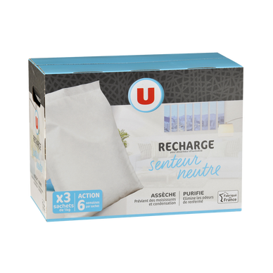 Recharges pour absorbeur d'humidité sachet 1kg parfum neutre x3