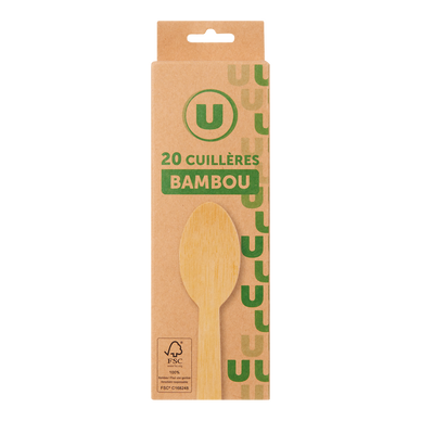 Cuillère U en bambou x20