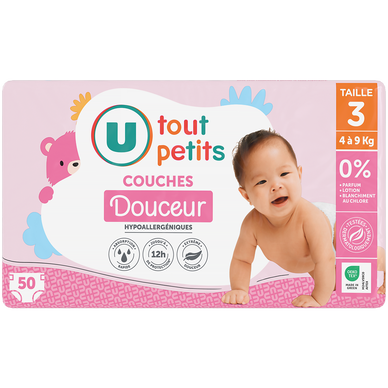 Couches Taille 3 douceur plus - 4/9kg - x50
