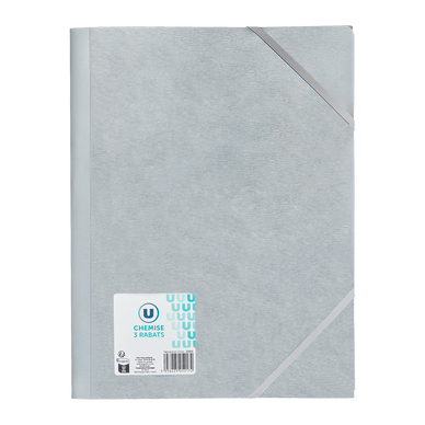 Chemise élastiques A4 3 rabats polypro gris