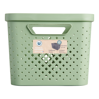 Panier de rangement plastique vert - 16L