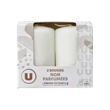 Bougie 48x80mm non parfumée blanc x2