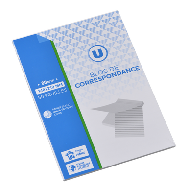 Bloc de correspondance - 50 feuilles 14,8x21cm 80g uni