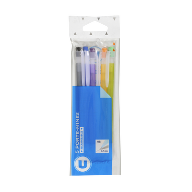 Porte-mine 0,7mm avec gomme x5 assortis