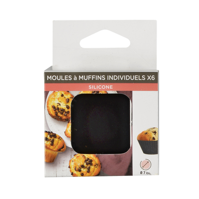 Moules à muffins individuels par 6 en silicone
