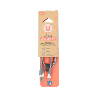 Câble USB-A/USB-C textile 1m 20W