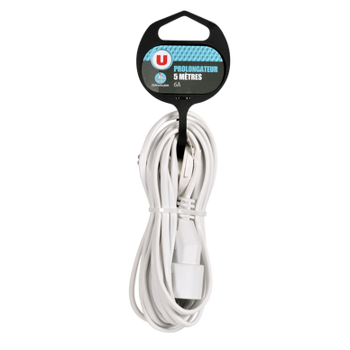 Rallonge 6A 5m H03VVH2-F fiche plate blanc