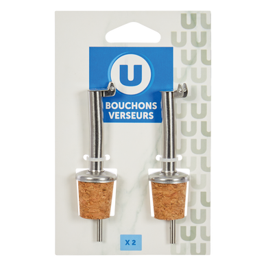 Bouchon verseur en inox et liège x2