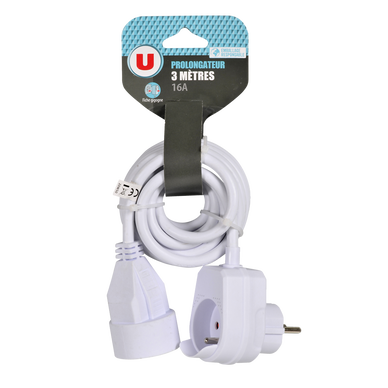 Rallonge gigogne 16A 3m blanc
