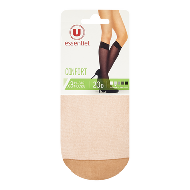 Lot de 3 paires de mi-bas mousse confort 20 deniers
