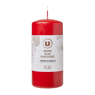 Bougie 68X145mm non parfumée rouge