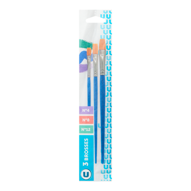 Brosses n°4, 8 et 12 poils synthétiques x3