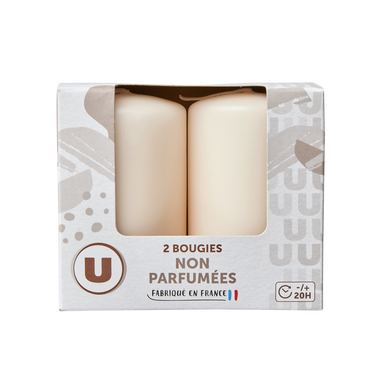 Bougie 48x80mm non parfumée ivoire X2