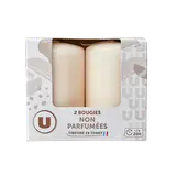 Bougie 48x80mm non parfumée ivoire X2