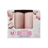 Bougie 48x80mm rose perlée x2