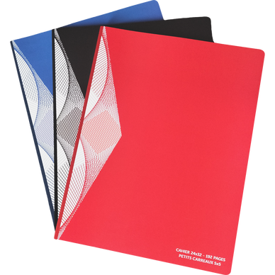 Cahier brochure 24x32cm 192 pages 90g 5x5-couverture vernie-3 colorisassortis