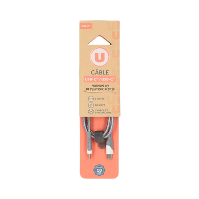 Câble USB-C/USB-C U textile 1m 60w