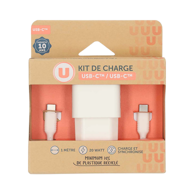 Kit chargeur secteur U USB-C/USB-C 20w