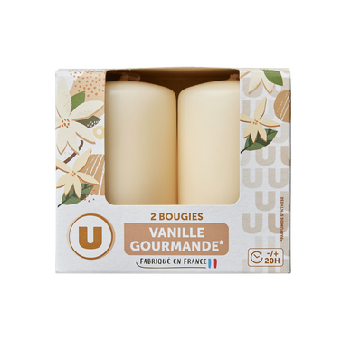 Bougie 48x80mm vanille gourmande x2