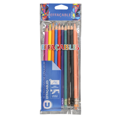 Crayon de couleur effaçable plastique x10