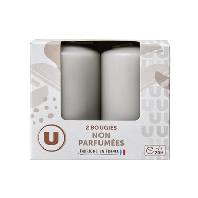 Bougie 48x80mm non parfumée gris x2