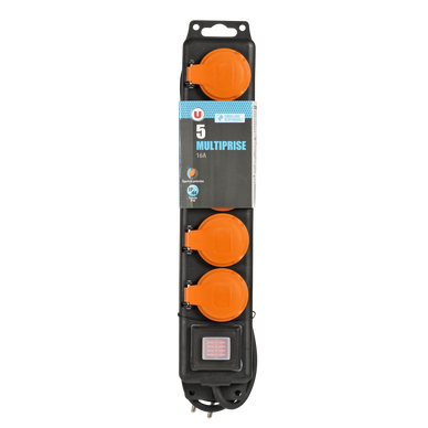 Bloc 5 prises 16A + interrupteur + clapet IP44