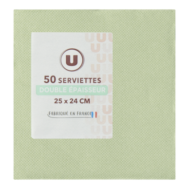 Serviette olive x50 - 25x24cm