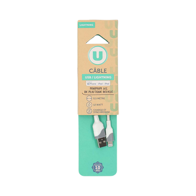 Câble U lightning/USB en PVC 0,5m 12w NE413