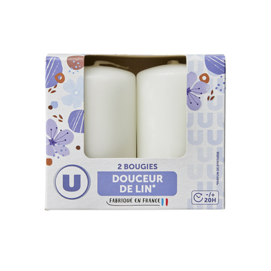 Bougie 48x80mm douceur de lin x2