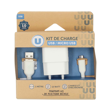 Kit chargeur secteur U micro/USB-A 12w