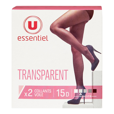 Lot de 2 collants voile transparent 15 deniers