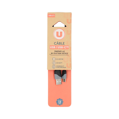 Câble USB-A/USB-C U NE415 en PVC 0,5m 20w