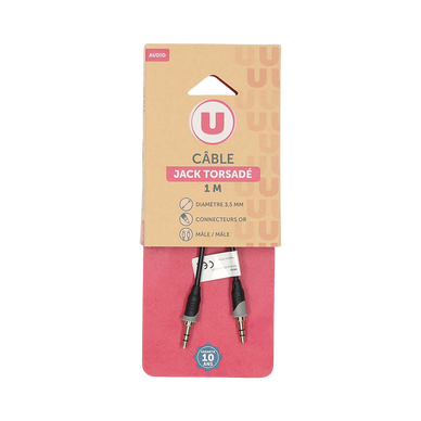 Câble jack torsadé U 3,5 M/M 1m