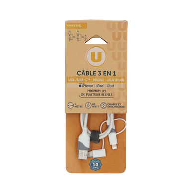 Câble  3/1 micro light USB-C U NE429 en PVC