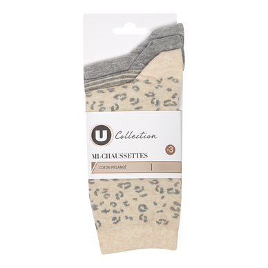 Lot de 3 paires de mi-chaussettes fantaisies peau de betefemme