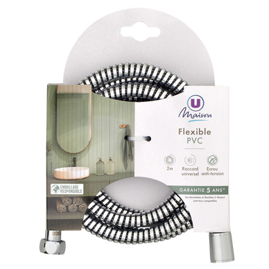 Flexible de douche en pvc annelé 2m chromé noir