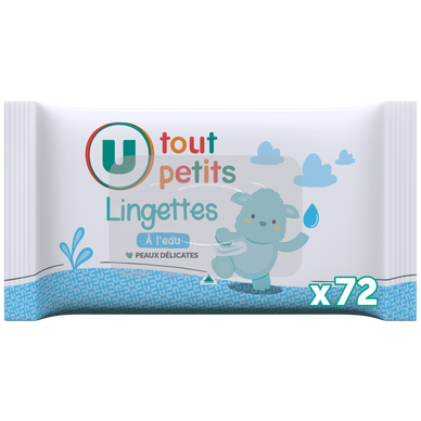 Lingettes bébé à l'eau U TOUT PETITS x72
