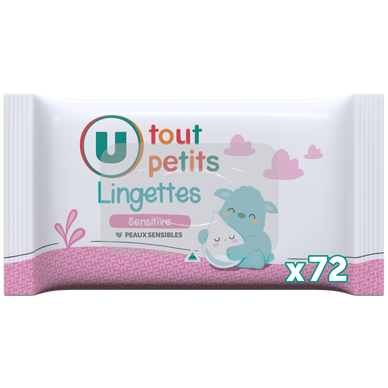 Lingettes bébé sensitive U TOUT PETITS x72