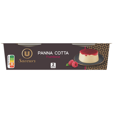 Dessert panna cotta framboise U SAVEURS 2x120g