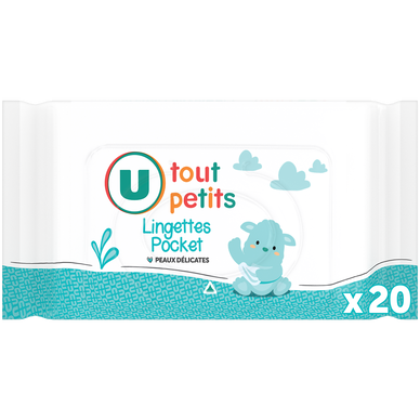 Lingettes bébé U TOUT PETIT POCKET x20