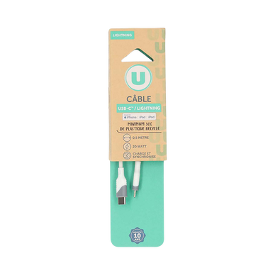 Câble lightning/USB-C U NE414 en PVC 0,5m 20w