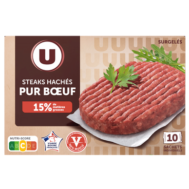 Steaks hachés pur boeuf 15% - 10x100g boîte