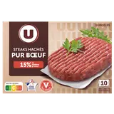 Steaks hachés pur boeuf 15% U 10x100g