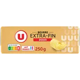 Beurre doux extra fin 82%MG, plaquette de 250g