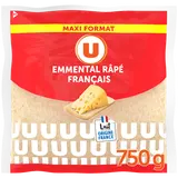 Fromage au lait pasteurisé Emmental français râpé  29% de MG, 750g
