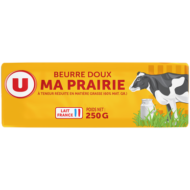 Beurre doux à teneur réduite en matière grasse  Ma Prairie  60%mg, 250g